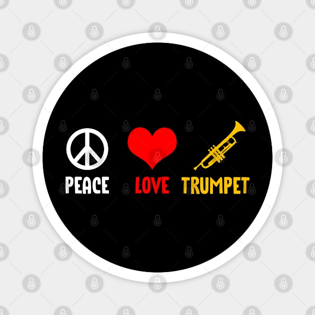 Peace Sign Love Heart Trumpet - Funny gift Magnet by rebuffquagga